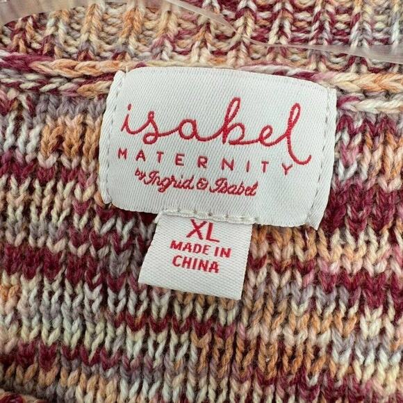 ISABEL MATERNITY Women's XL Pink Purple Waffle Knit Crewneck Tunic Sweater Cozy - Picture 3 of 7